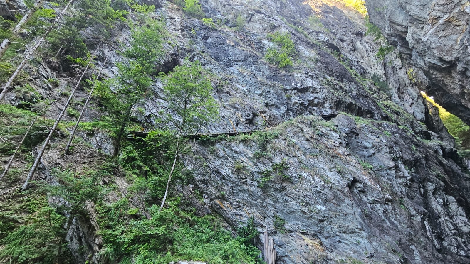Les galeries du chemin suspendu accrochées à la falaise des Gorges de la Diosaz
