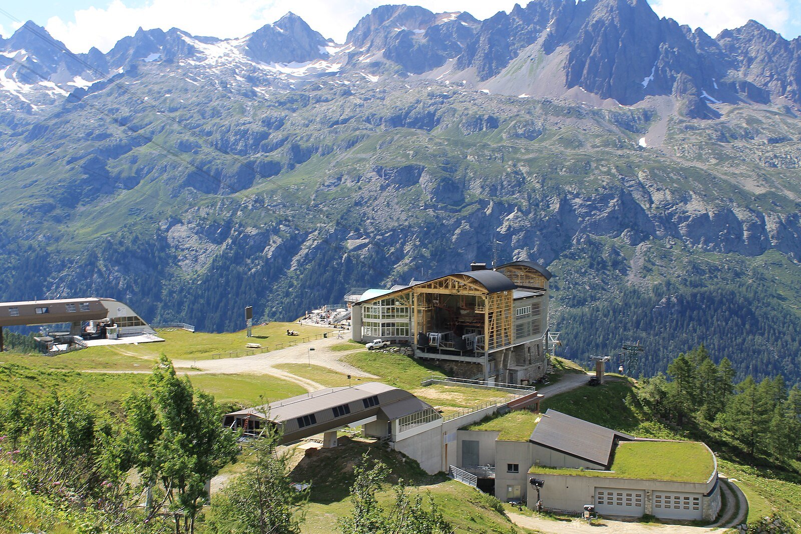 Uitzicht over de Argentiere-gletsjer en de Aiguilles Rouges vanaf de Grands Montets, Chamonix-Mont-Blanc, Haute-Savoie
